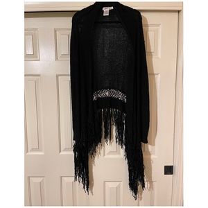 Lira Black Cardigan with Fringe